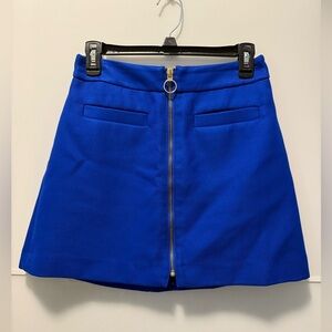 Express Royal Blue A-Line Skirt with Front Zipper